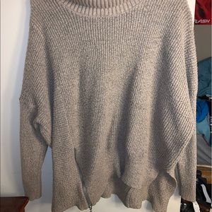 Brown Sweater with turtleneck and side zipper